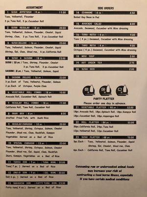 Hinata Sushi Carry Out menu 5